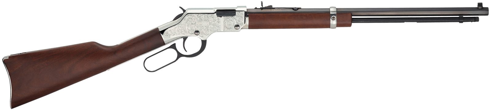 Henry H004SEV Silver Eagle Full Size 17 HMR 11+1 20" Blued Octagon Barrel, Nickel-Plated Steel Receiver, American Walnut Stock Right Hand