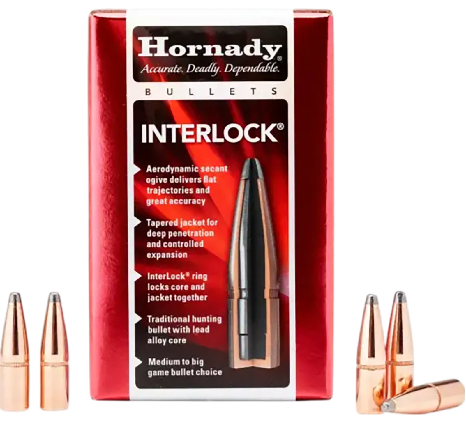 Hornady 2845 InterLock  7mm .284 162 gr Boat Tail Spire Point 100 Per Box/ 15 Case
