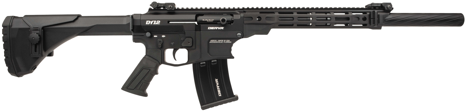Derya Firearms DY1220CAUS  DY12 12 Gauge Semi-Auto 5+1 20" Threaded Barrel 7075-T6 Aluminum Receiver Mil-Spec Pistol Grip