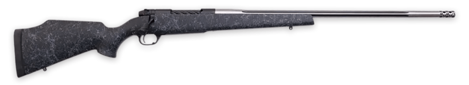 Weatherby MAM01N7MMPR8B Mark V Accumark 7mm PRC 3+1 24" Threaded/Fluted Stainless Barrel, Graphite Black Rec, Gray Webbed Black Monte Carlo Stock, Accubrake Muzzle Brake, Adj. TriggerTech Trigger