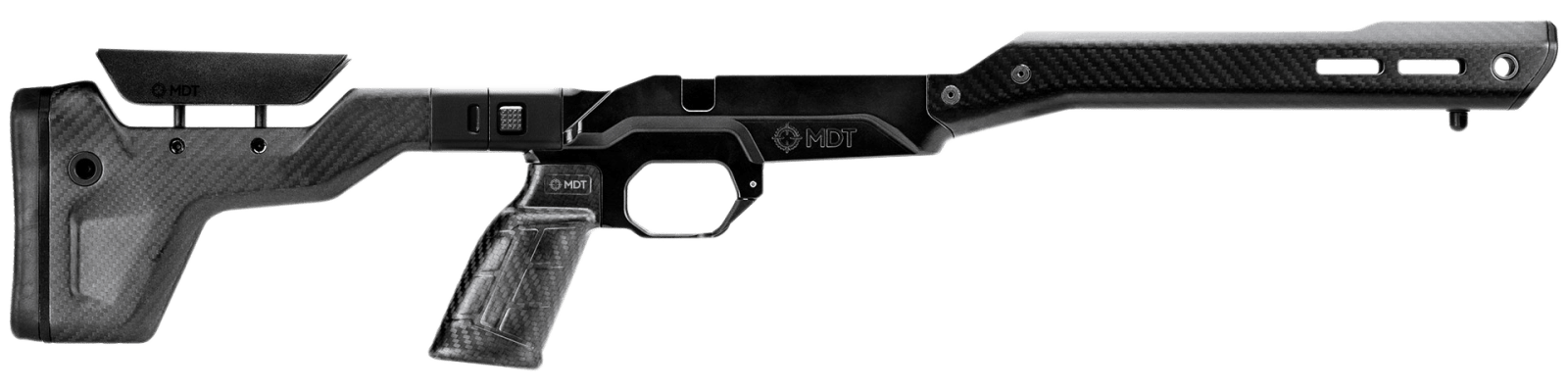 Mdt Sporting Goods Inc 104999BCF HNT26 Chassis Carbon Fiber Furniture, Aluminum Base, Folding Stock with Adj. Cheekrest, M-LOK Forend, QD Sling Mounts, AR-Style Grip Fits Short Action Remington 700
