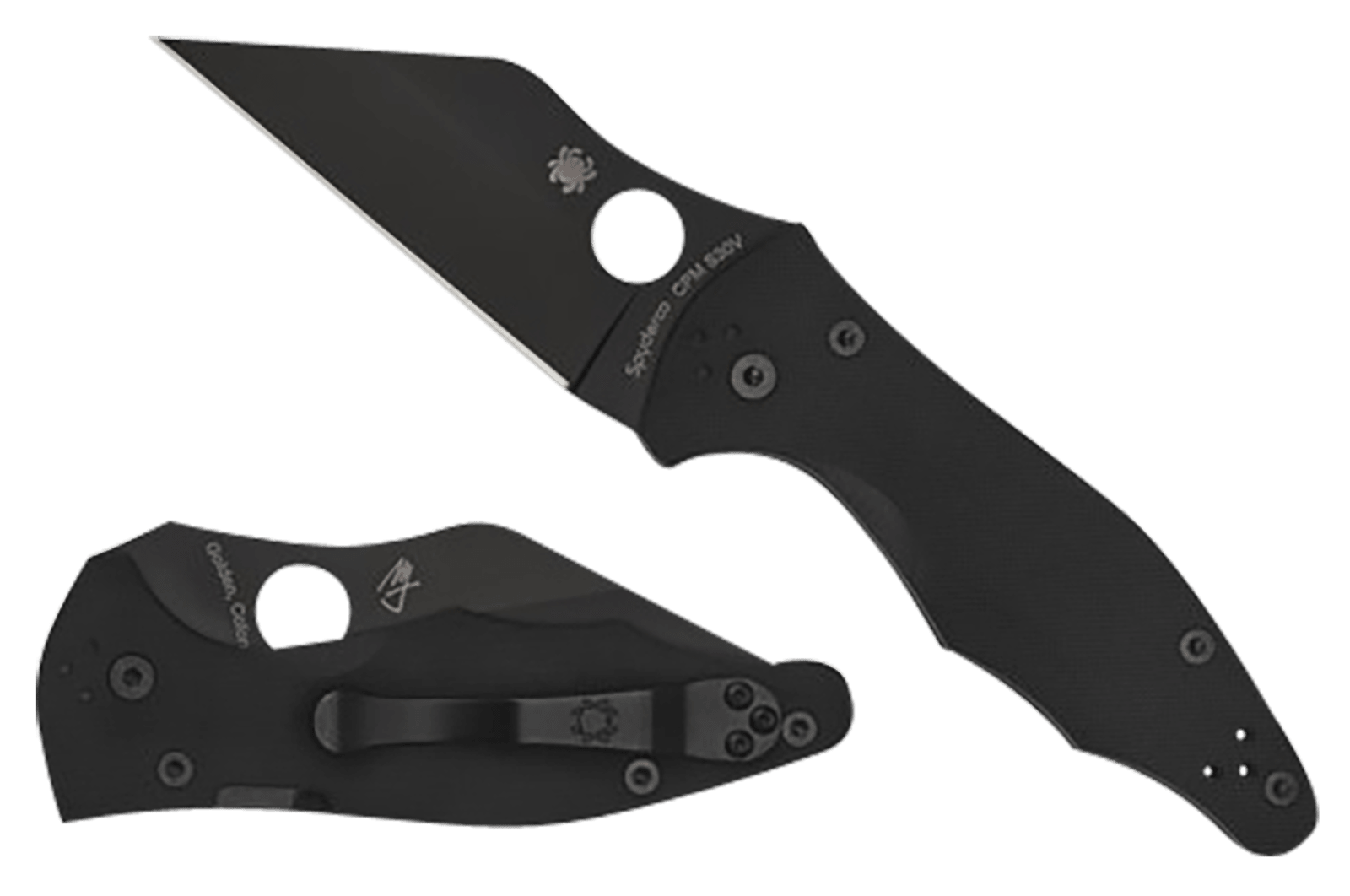 Spyderco C85GPBBK2 Yojimbo 2  3.20" Folding Wharncliffe Plain Black DLC CPM S30V SS Blade/Black Textured G10 Handle Includes Pocket Clip