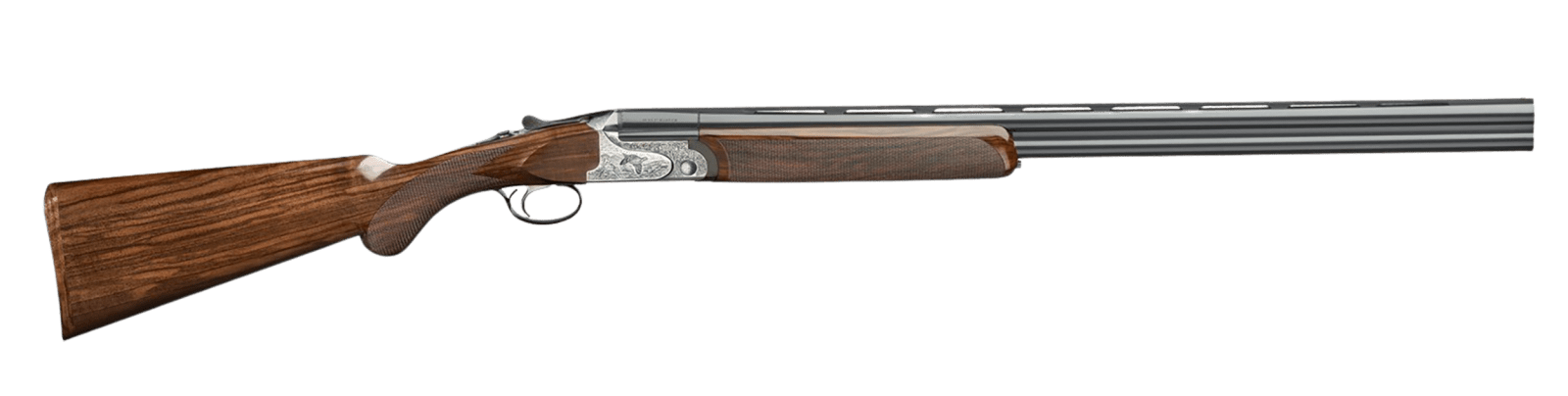 Rizzini USA 2203-2828 Aurum EVO 28 Gauge Break Open 3" 2rd 28" Black Over/Under Vent Rib Barrel, Coin Anodized Receiver Engraved w/Game Scene, Fixed Turkish Walnut Stock w/Prince of Whales Grip