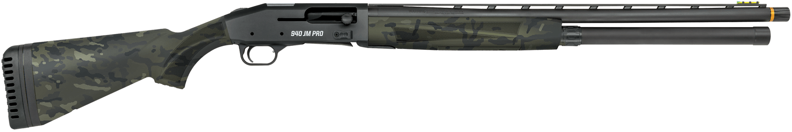 Mossberg 85166 940 Pro 12 Gauge 9+1 3" 24", Tungsten Gray Optic Cut Rec, Black Multicam Synthetic Furniture, Adj. Shim Stock, Gold Oversized Controls, HiViz Fiber Optic Sight, Ext. Chokes