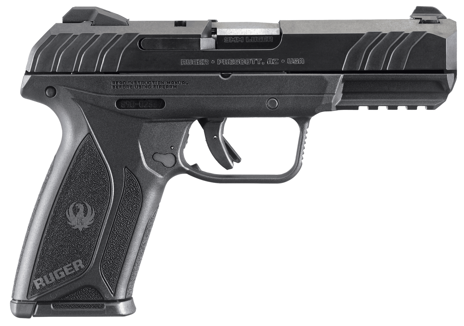 Ruger 3810 Security-9 9mm Luger 15+1 4" Black Steel Barrel, Black Oxide Serrated Steel Slide, Black Polymer Frame w/Picatinny Rail, Black Polymer Grip