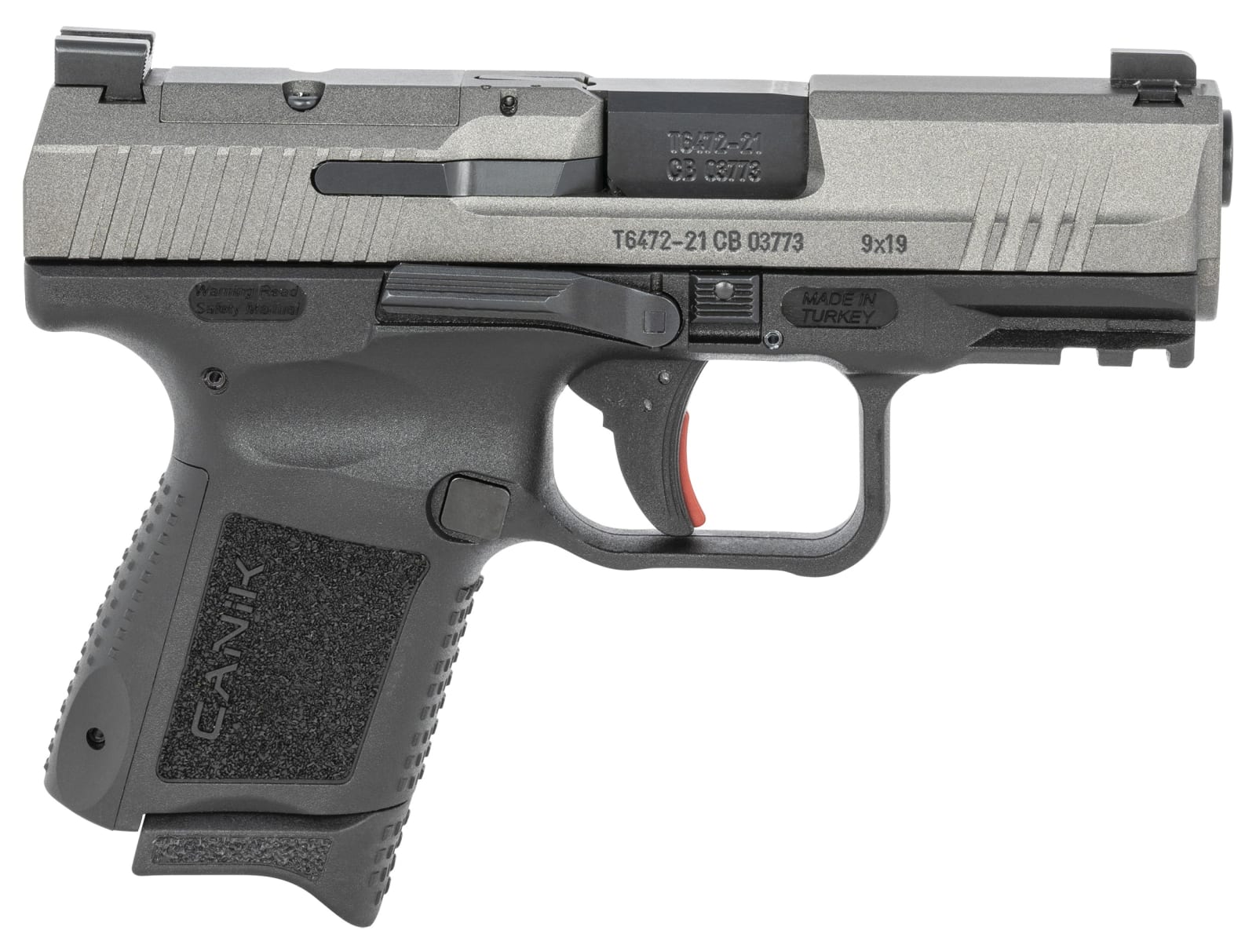 Canik HG6597TN TP9 Elite Subcompact 9mm Luger 3.60" 12+1 Black Tungsten Gray Cerakote Steel Slide Black Interchangeable Backstrap Grip