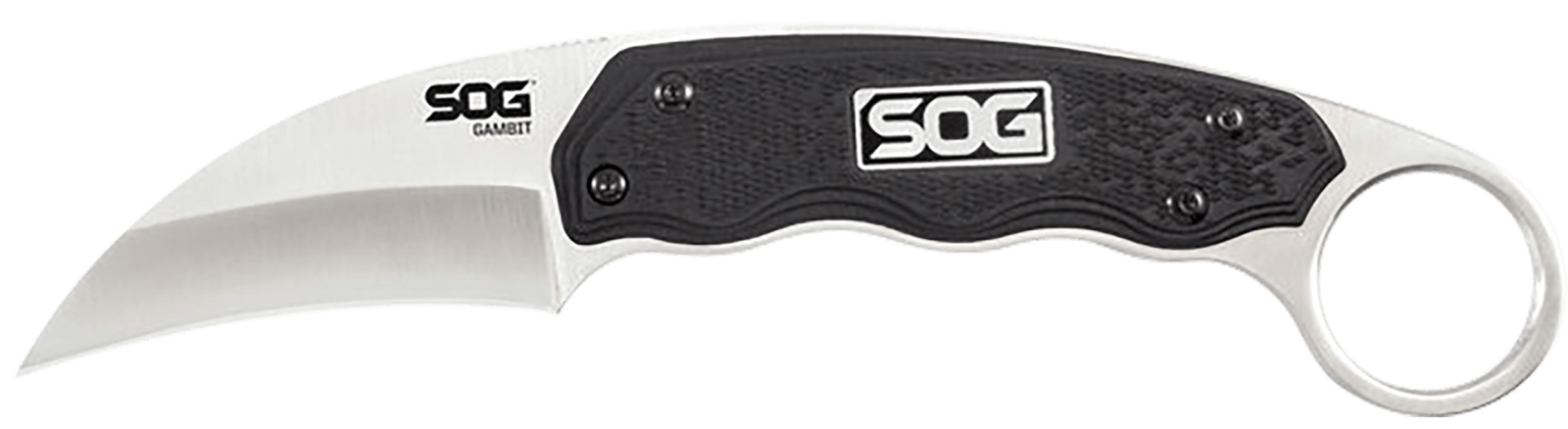 S.O.G SOG-GB1001-C Gambit  2.58" Fixed Sheepsfoot Plain Satin Polished 7Cr17MoV SS Blade Black GRN Handle Includes Sheath