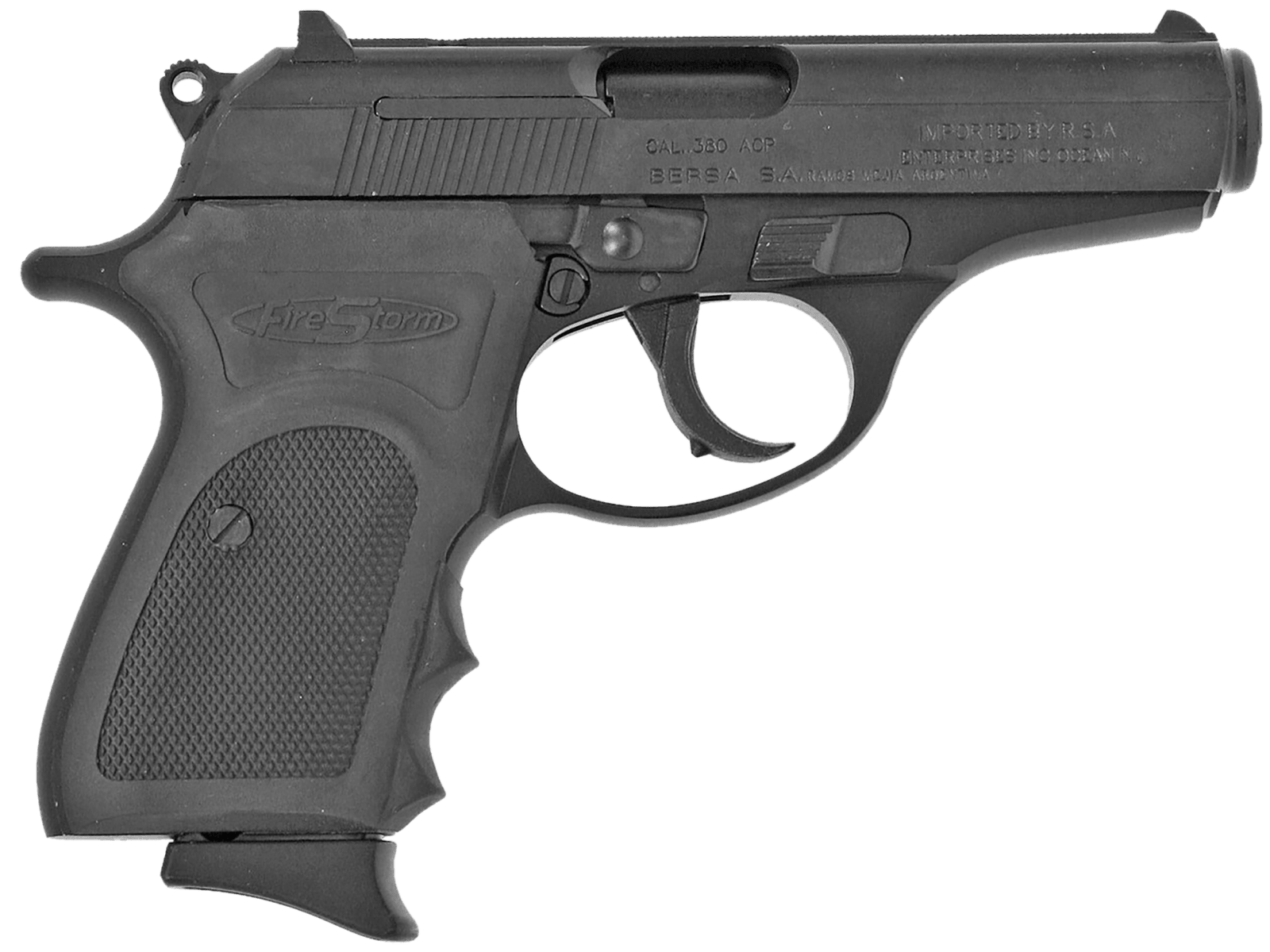 Bersa FS380M Firestorm *CA Compliant Micro-Compact Frame 380 ACP 7+1, 3.50" Black Steel Barrel, Matte Black Serrated Steel Slide, Aluminum Frame w/Beavertail
