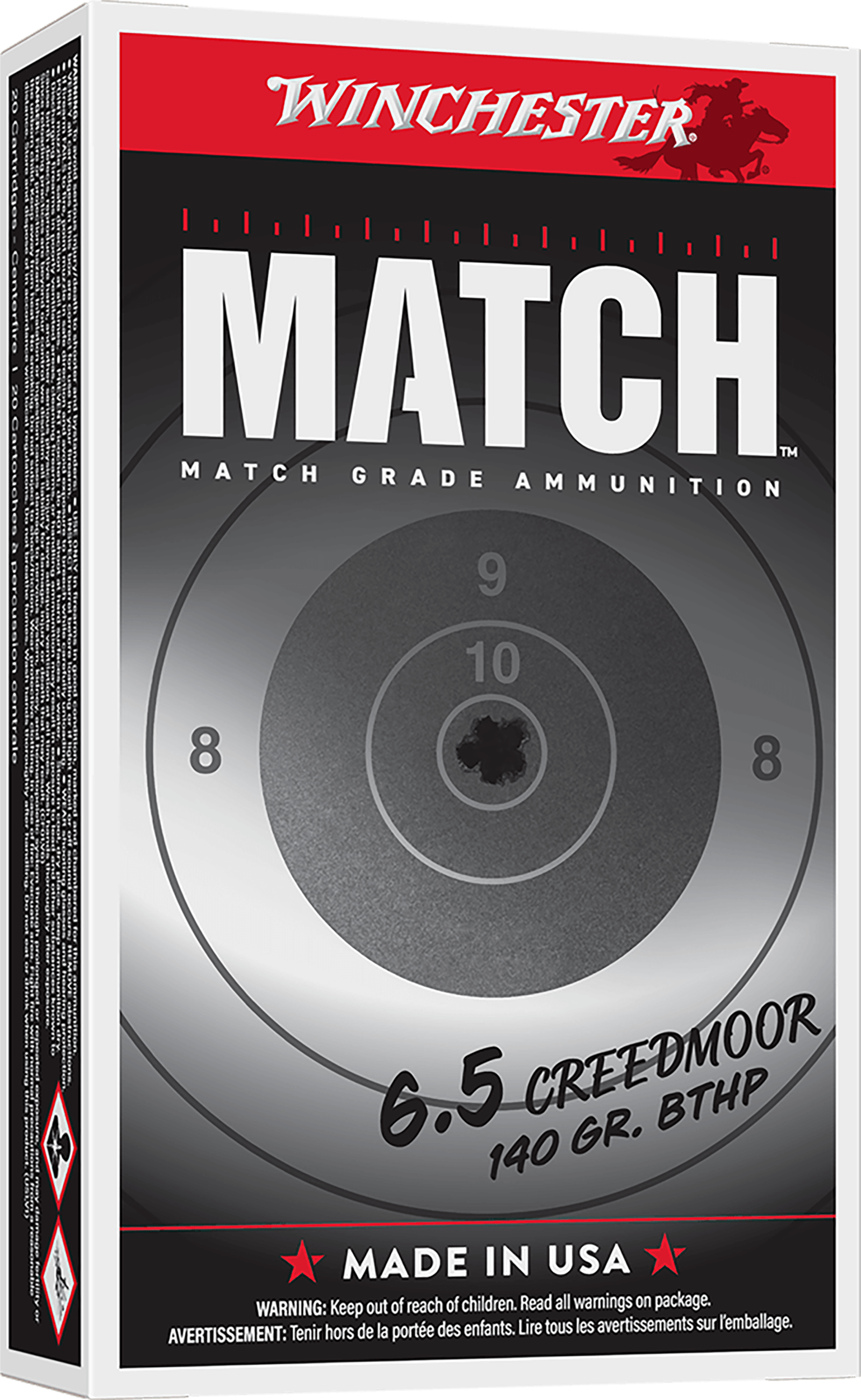 Winchester Ammo S65CM Match  6.5Creedmoor 140gr Sierra MatchKing BTHP 20 Per Box/10 Case