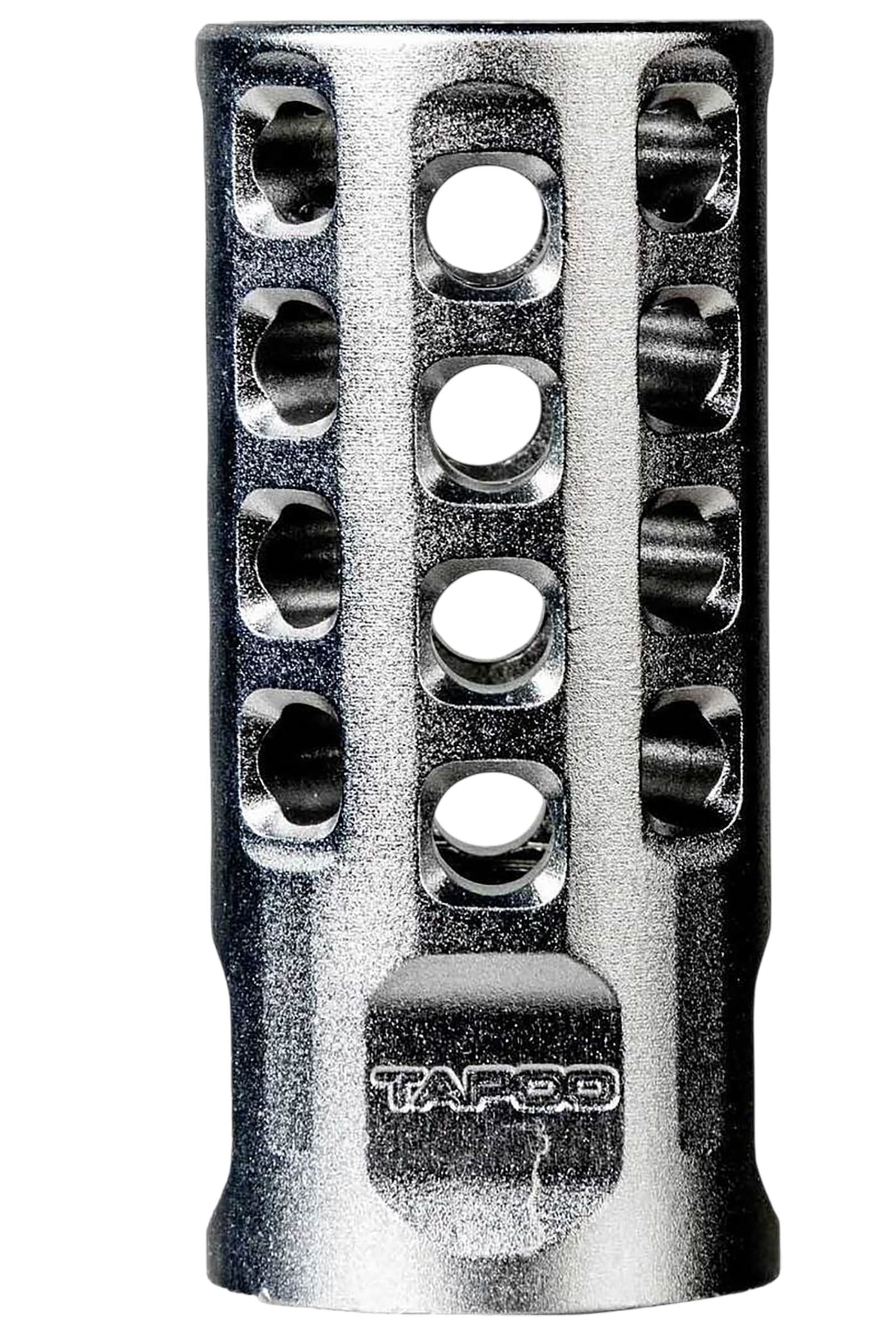 Tapco TAP22010  Muzzle Brake Silver Anodized Aluminum 1/2"x28 Threads 2" OAL .920" Diameter 22LR