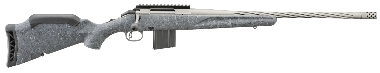 Ruger 46910 American II Full Size 6mm ARC 10+1 20" Cobalt Cerakote Spiral Fluted Threaded Barrel & Alloy Steel Receiver w/Picatinny Rail, Gray Splatter Adj LOP Synthetic Stock