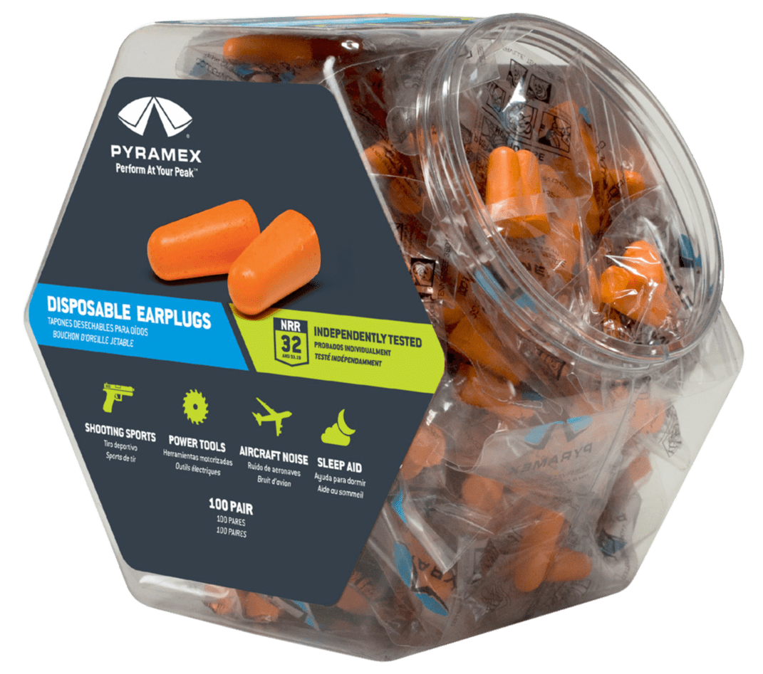 Pyramex PYDP1000BN Disposable Earplugs Foam 32 dB In The Ear Orange Adult 100 Pair