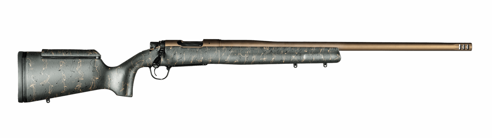 Christensen Arms 8010200700 Mesa Long Range 308 Win 4+1 24" Threaded Barrel, Burnt Bronze Cerakote, Green with Black/Tan Webbing Stock