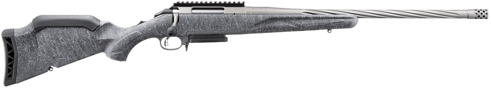 Ruger 46902 American II Full Size 308 Win 3+1 20" Gun Metal Gray Cerakote Spiral Fluted Threaded Barrel & Alloy Steel Receiver w/Picatinny Rail, Gray Splatter Adj LOP Synthetic Stock