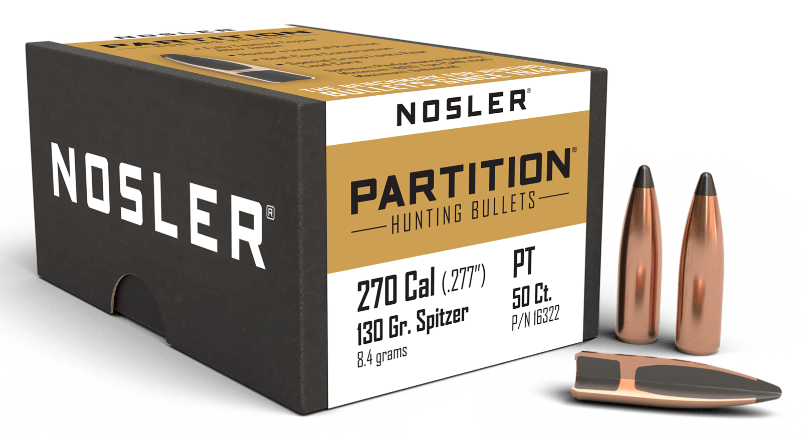 Nosler 16322 Partition  270Win 130gr Partition Spitzer 50/Box