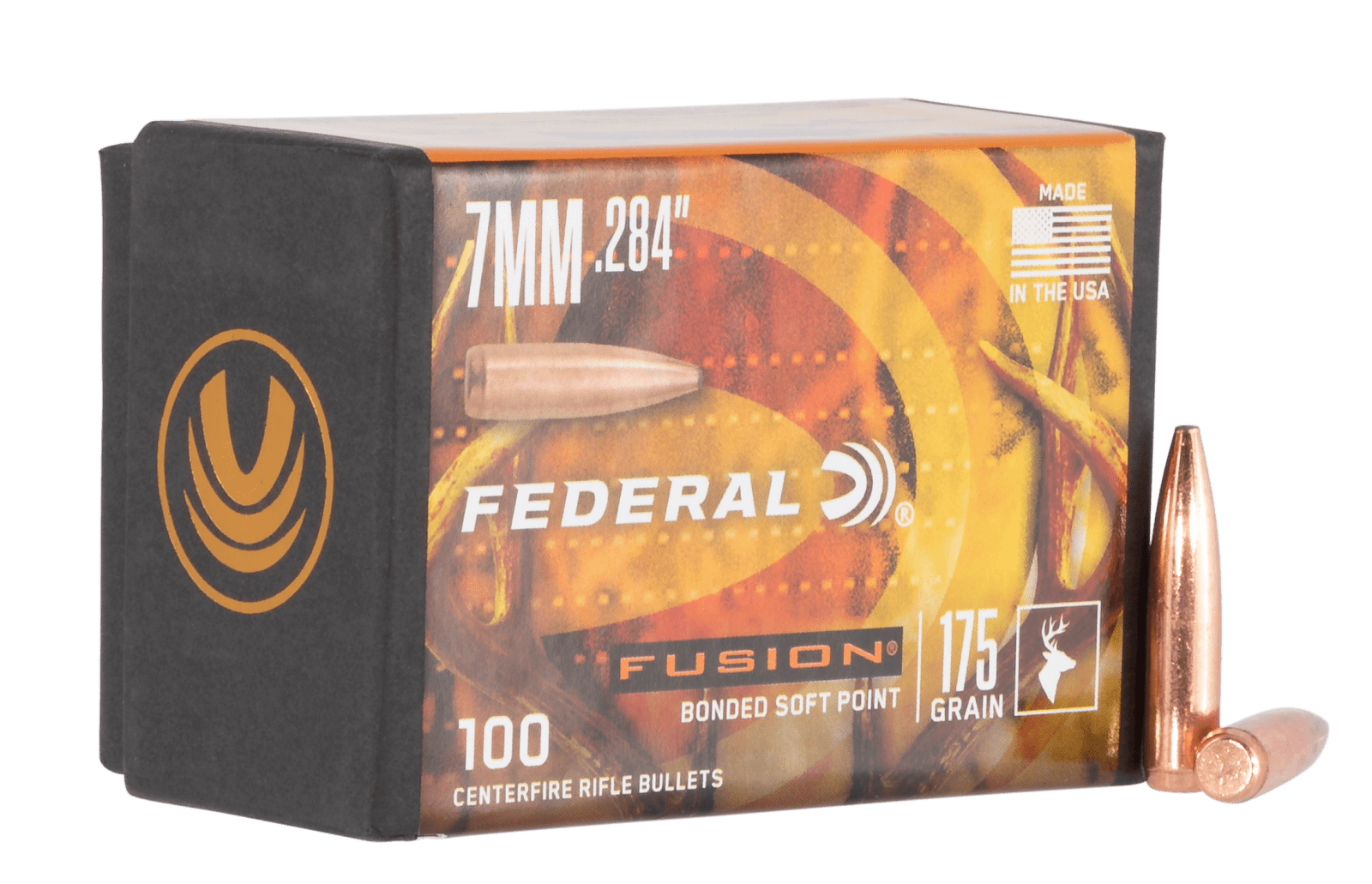 Federal FB284F4 Fusion Component  7mm .284 175 gr Fusion Soft Point 100 Per Box/ 4 Case