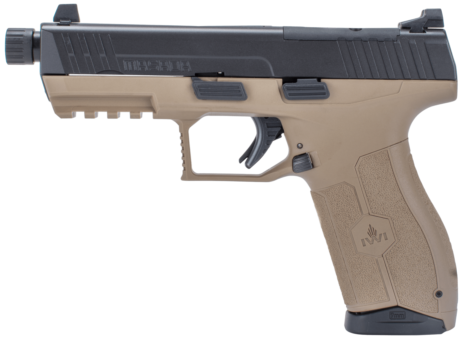 IWI US M9ORP10TFD MASADA 9mm Luger 4.60" TB 10+1 Flat Dark Earth Flat Dark Earth Interchangeable Backstrap Grip