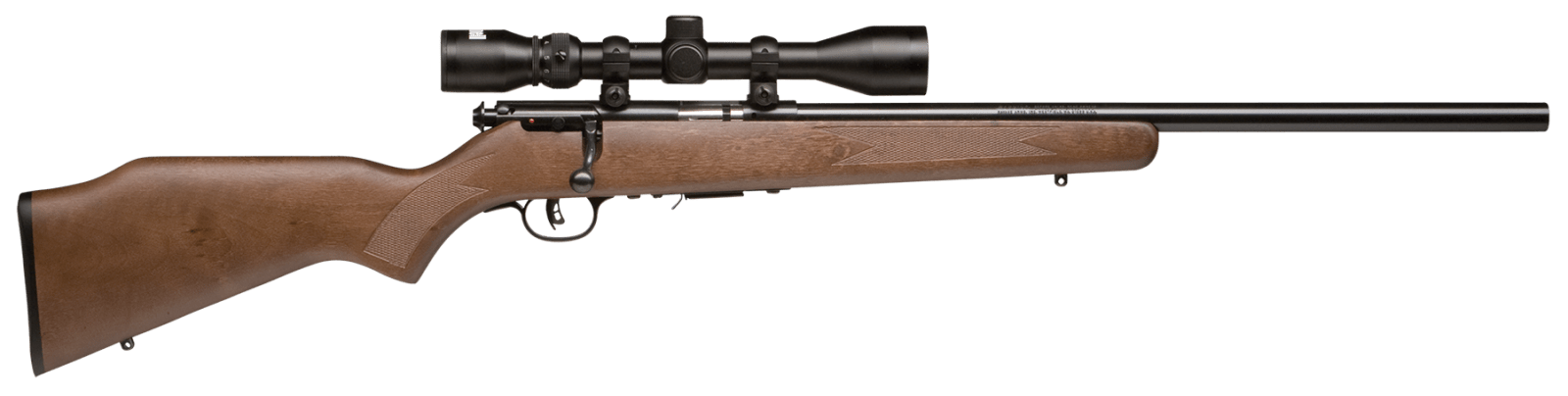 Savage Arms 96222 93R17 GVXP w/Optic Full Size 17 HMR 5+1 21" Matte Black Heavy Varmint Barrel, Matte Black Drilled & Tapped Carbon Steel Receiver, Fixed Satin Brown Wood Stock, 3-9x40mm Duplex Scope,