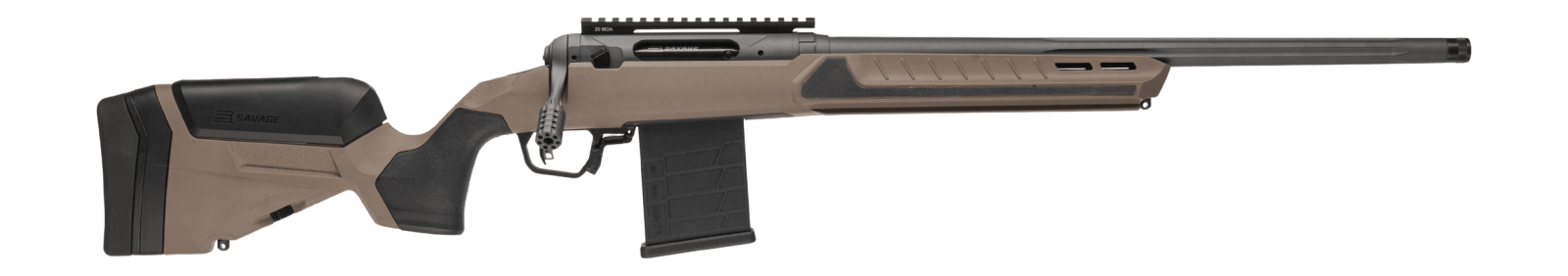 Savage Arms 32674 110 Core Tactical 308 Win 10+1 24" Medium Heavy Fluted Barrel, Arca Rail Forend, Coyote Tan AccuStock w/AccuFit V2 Synthetic Stock, Right Hand