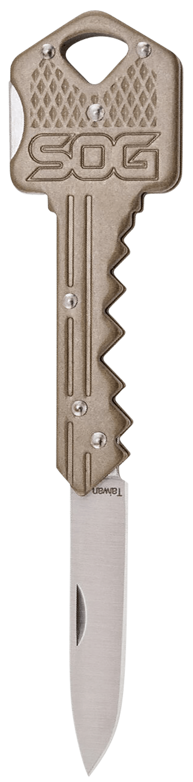 S.O.G SOG-KEY102-C Key 1.50" Folding Plain Drop Point Satin 5Cr13MoV SS Blade/ Brass Stainless Steel Handle