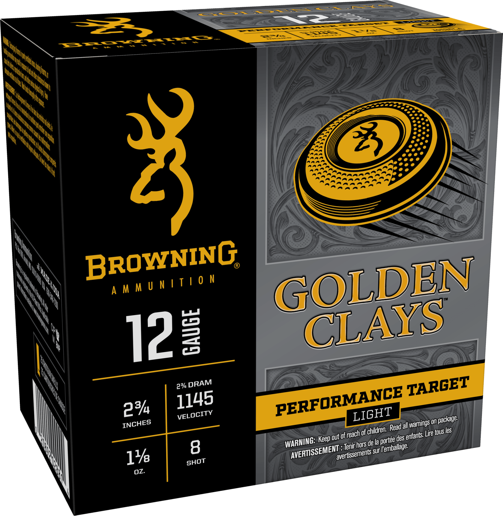 Browning Ammo BGC128 Golden Clays  12Gauge 2.75" 1 1/8oz 8Shot 25 Per Box/10 Case