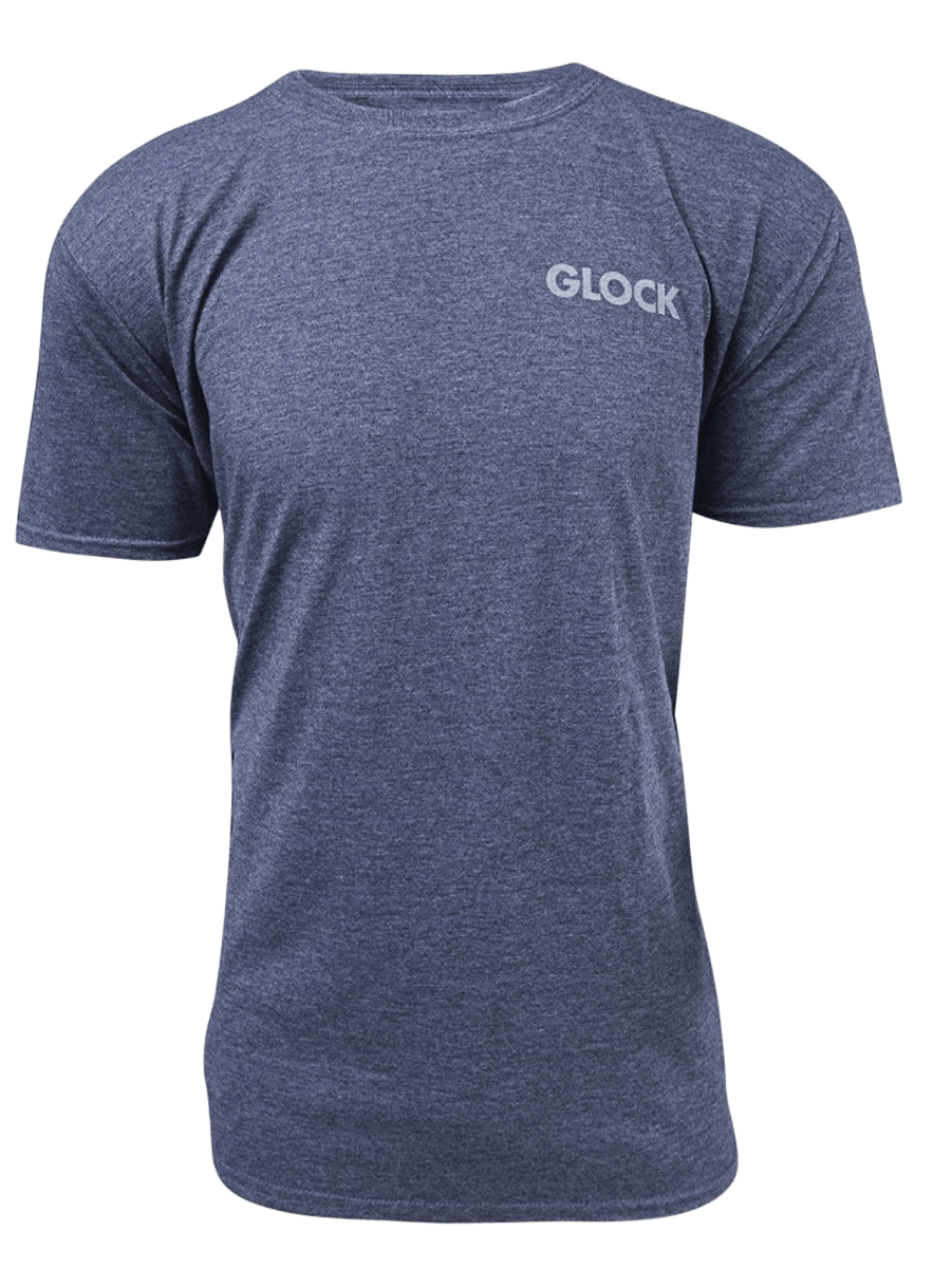 Glock AA75157 Pistol Flag  Heather Navy Cotton/Polyester Short Sleeve Large Semi-Fitted