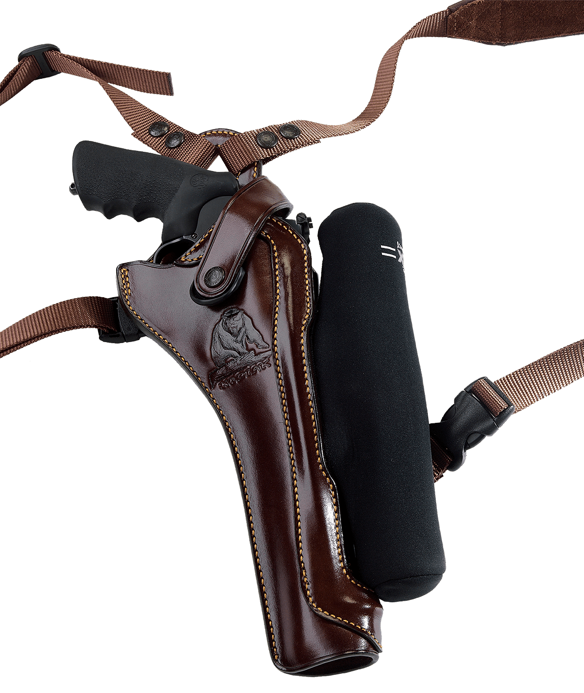 Galco KH172H Kodiak Hunter Chest Holster Havana Brown Leather Shoulder/Torso Strap Fits S&W X Frame 8.375" Right Hand