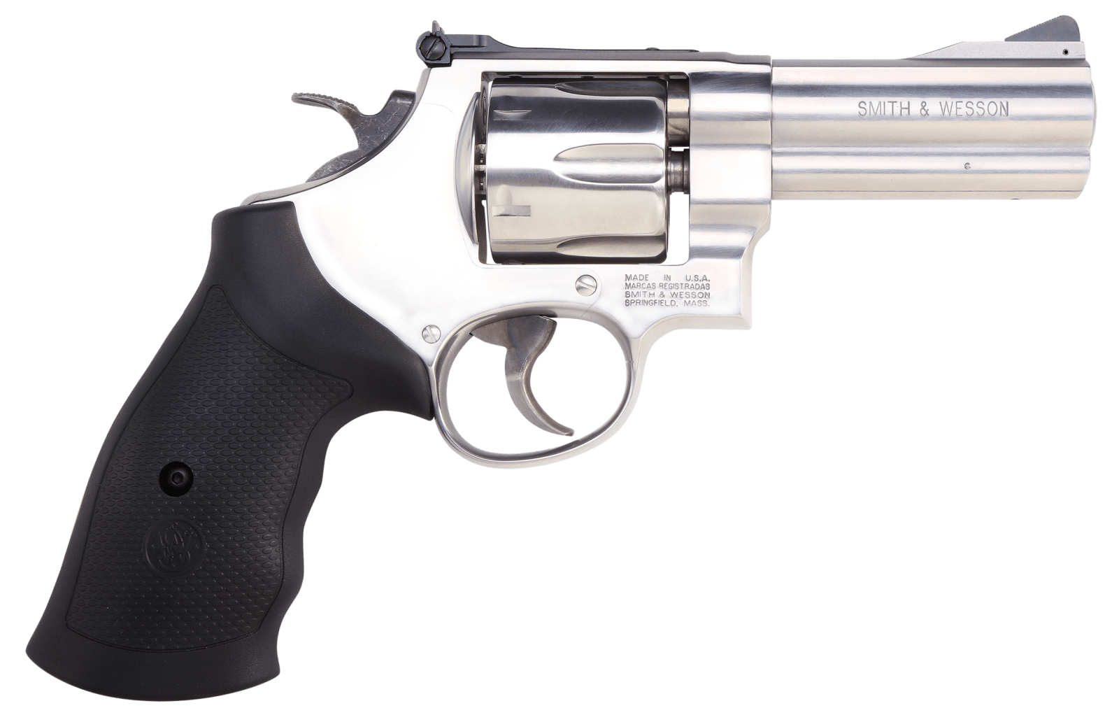 Smith & Wesson 12463 Model 610 N-Frame 10mm Auto/40 S&W 6 Shot 4" Stainless Steel Barrel, Cylinder & Frame, Black Finger Grooved Grip, Internal Lock Safety, Exposed Hammer