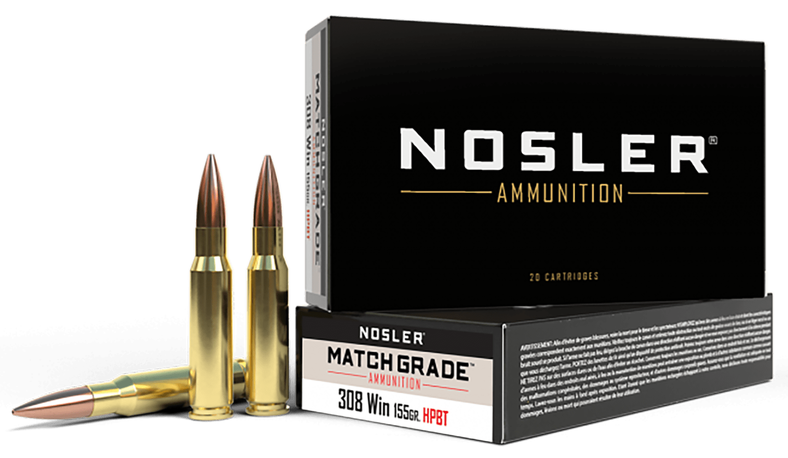 Nosler 60052 Match Grade 308Win 155gr Custom Competition Hollow Point Boat Tail 20 Per Box/10 Case