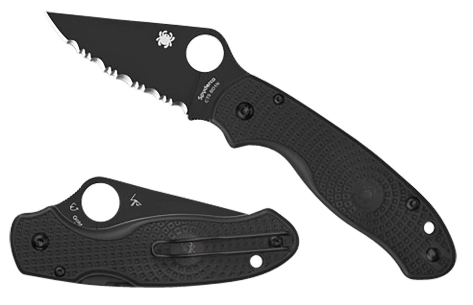 Spyderco C223PBBK Para 3 Lightweight 2.92" Folding Plain Black DLC CTS BD1N SS Blade/Black Textured FRN Handle Includes Pocket Clip