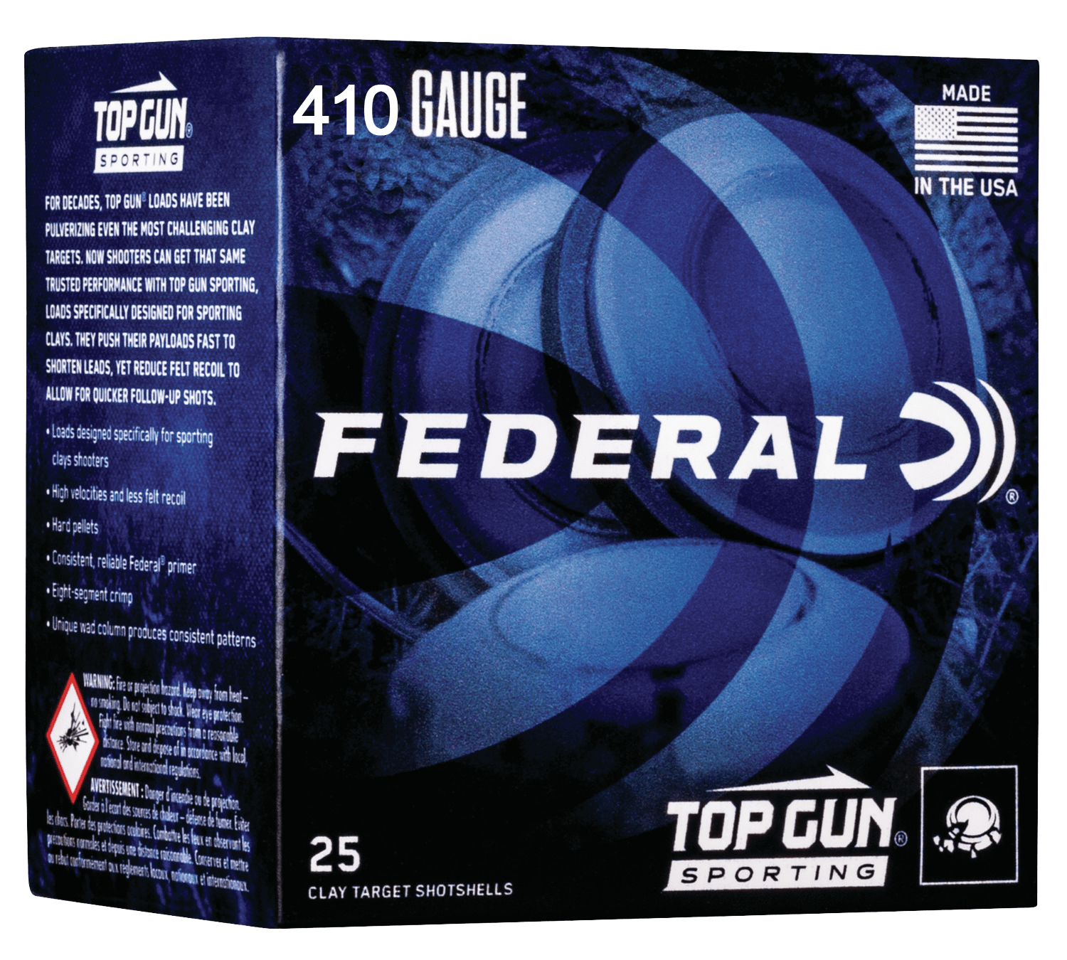 Federal TGS412148 Top Gun 410Gauge 2.50" 1/2oz 8Shot 25 Per Box/10 Case