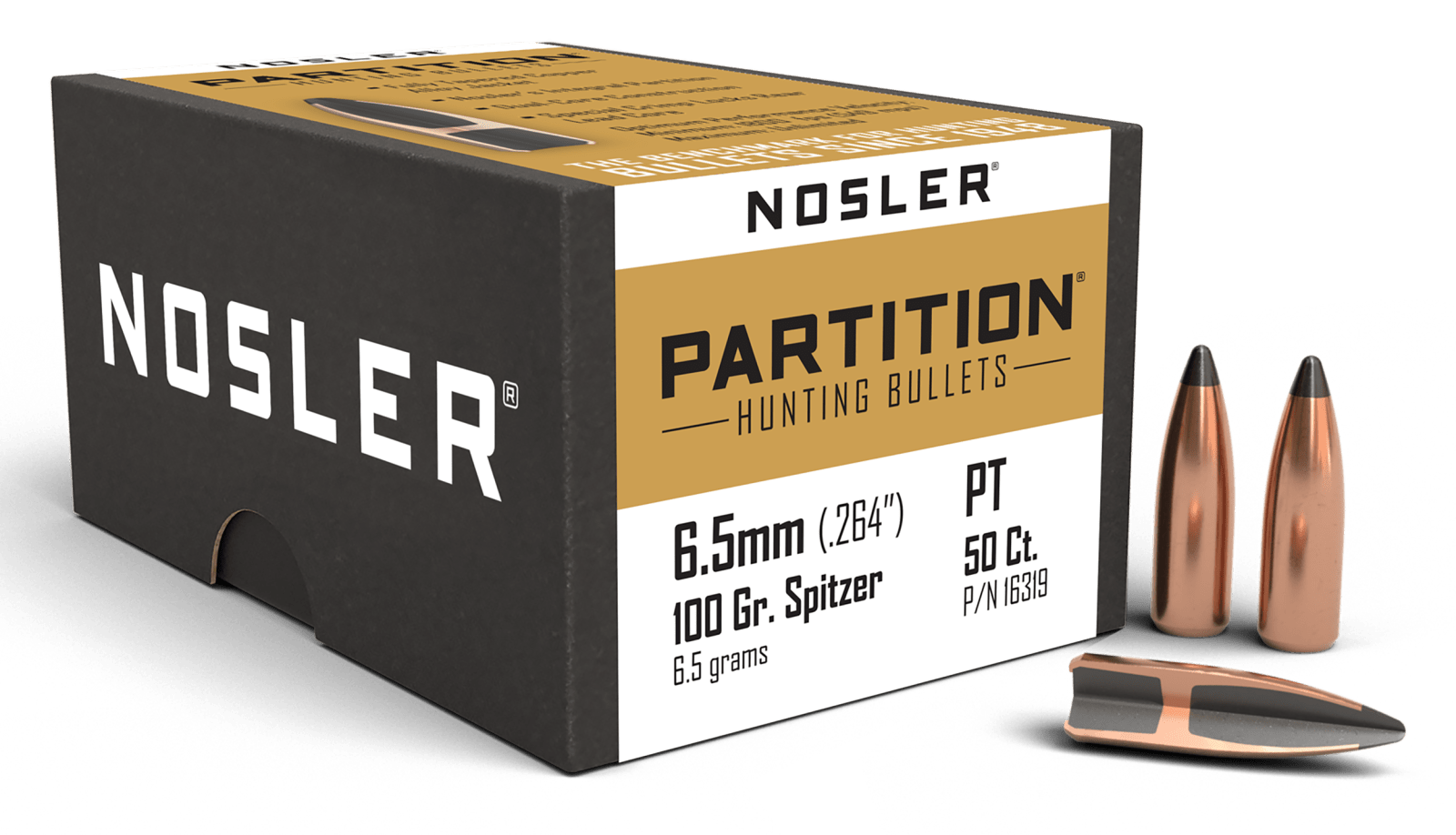 Nosler 16319 Partition 6.5 Creedmoor 100gr Partition Spitzer 50/Box