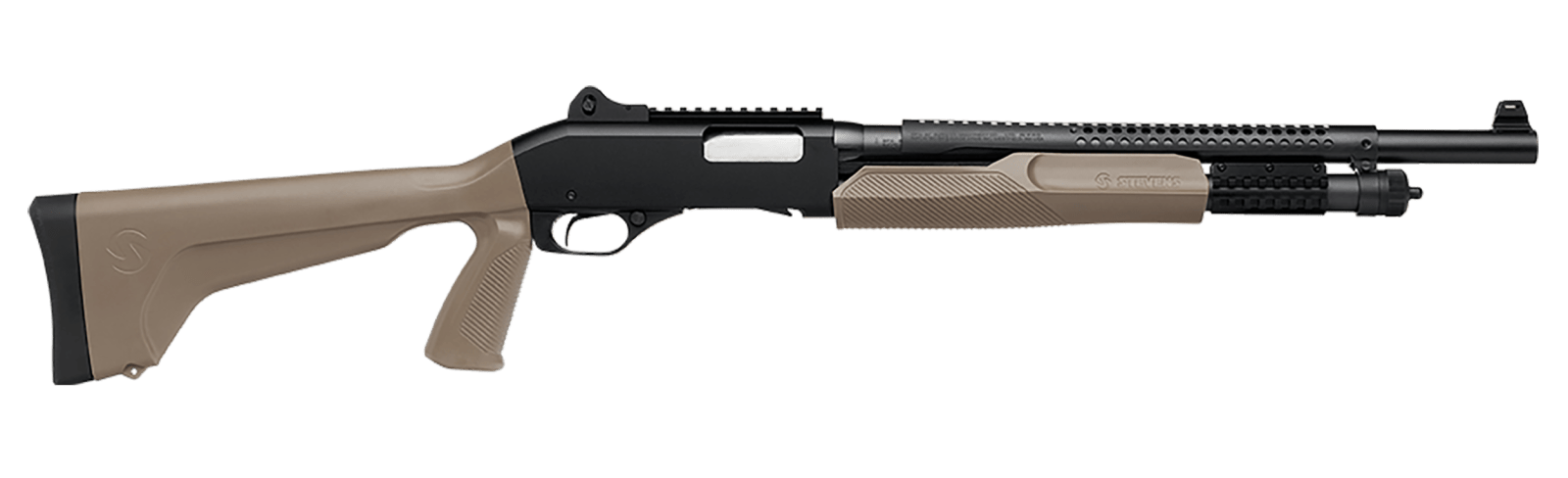 Stevens 19468 320 Security 12 Gauge Pump 5+1 18.50" Matte Black Heat Shield Barrel, Picatinny Rail Receiver, Bottom Picatinny Rail, Tactical w/Pistol Grip Flat Dark Earth Synthetic Stock, Ambidextrous