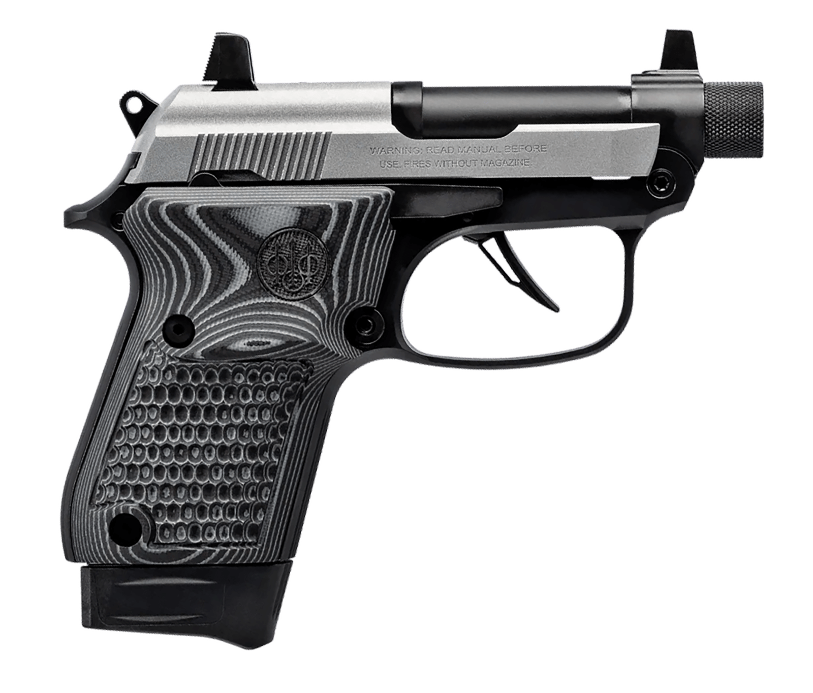 Beretta USA J20X22R8M3 20X Bobcat Bug Out Bag Micro Frame 22 LR 8+1 2.80" Black Threaded Tip-Up Barrel, Inox ELS/Serrated Slide, Black Polymer Frame w/Beavertail, Helica Texture Grip