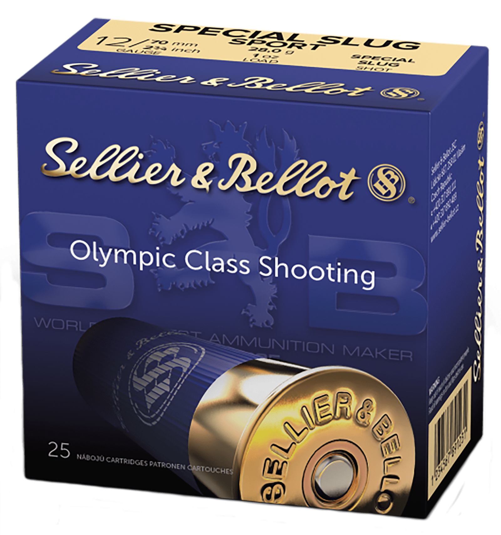 Sellier & Bellot SB12SLUG Shotgun  12Gauge 2.75" 1oz Rifled Slug Shot 25 Per Box/10 Case