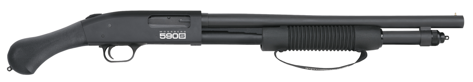 Mossberg 51600 590S Shockwave Full Size Frame 12 Gauge Pump 3" 10+1 18.50" Matte Blued Steel Barrel, Black Anodized Stainless Steel Receiver, Black Raptor Birdshead Grip