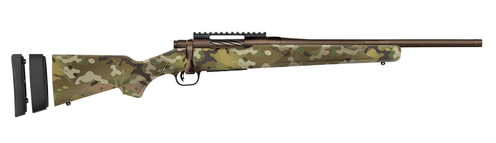 Mossberg 28281 Patriot Super Bantam Youth 350 Legend 4+1 18" Patriot Brown Cerakote Threaded Bull Barrel, Patriot Brown Cerakote Steel Receiver w/Picatinny Rail, MultiCam Fixed Synthetic Stock