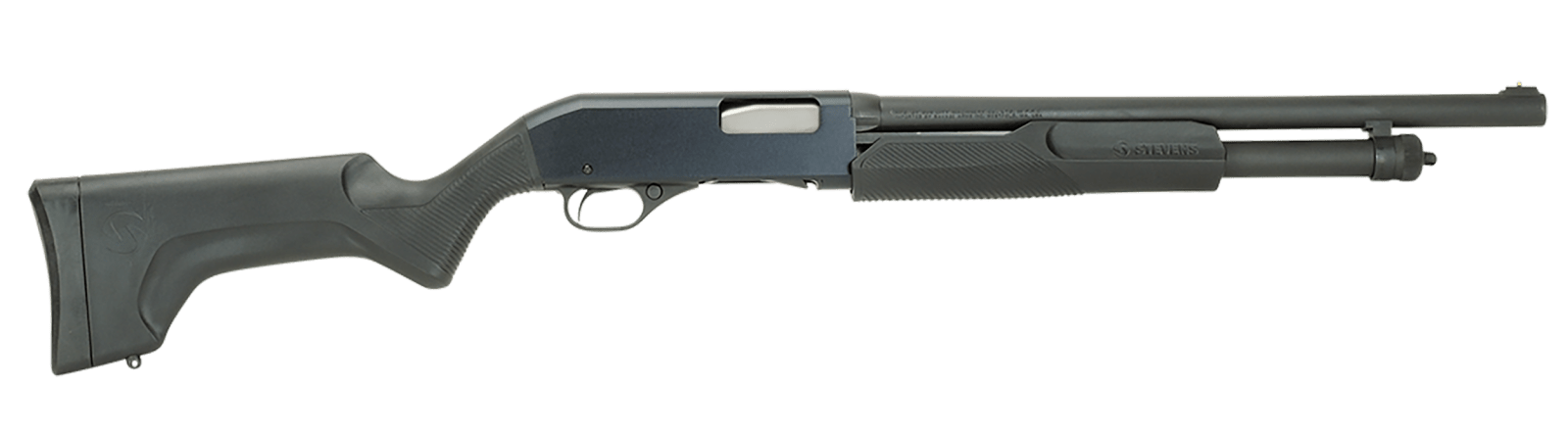 Stevens 19486 320 Security Full Size 12 Gauge Pump 3" 5+1 18.50" Matte Black Carbon Steel Barrel, Matte Black Aluminum Receiver, Fixed Matte Black Synthetic Stock, Ambidextrous