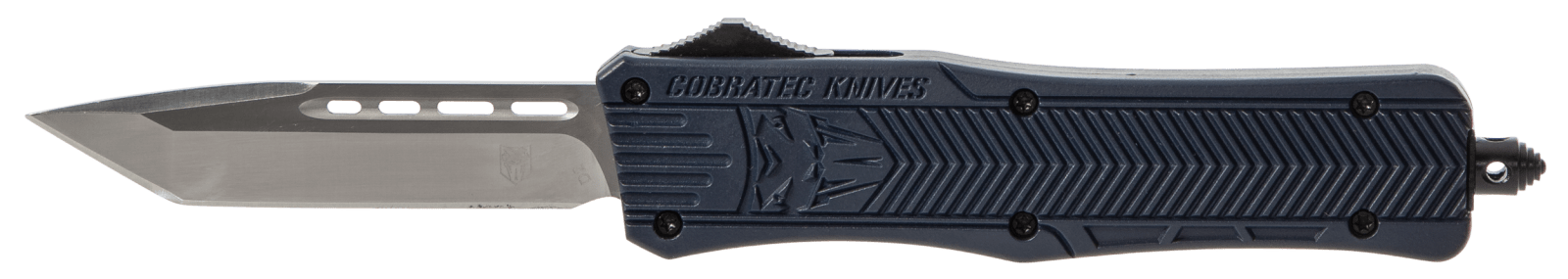 CobraTec Knives MNYCTK1MTNS CTK-1  Medium 3" OTF Tanto Plain D2 Steel Blade/NYPD Blue Aluminum Handle Features Glass Breaker Includes Pocket Clip