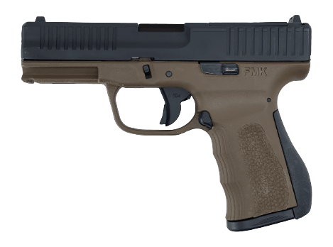 FMK FMKG49TBB G3 Full Size Frame 9mm Luger 14+1 4.50" Polished Threaded Barrel, Black Carbon Steel Optic Ready/Serrated Slide, Burnt Bronze Polymer Frame w/Accessory Rail, Textured Grip