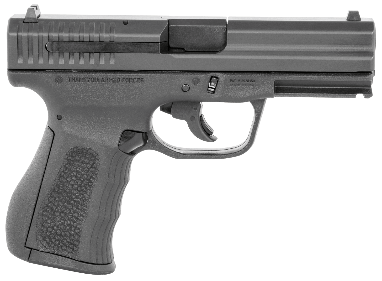 FMK G9C1G2BSSCM 9C1 G2 *CA/MA Compliant 9mm Luger 10+1 4" Black Stainless Steel Barrel, Black Serrated Carbon Steel Slide, Black Polymer Frame w/Picatinny Rail, Black Backstrap Grip
