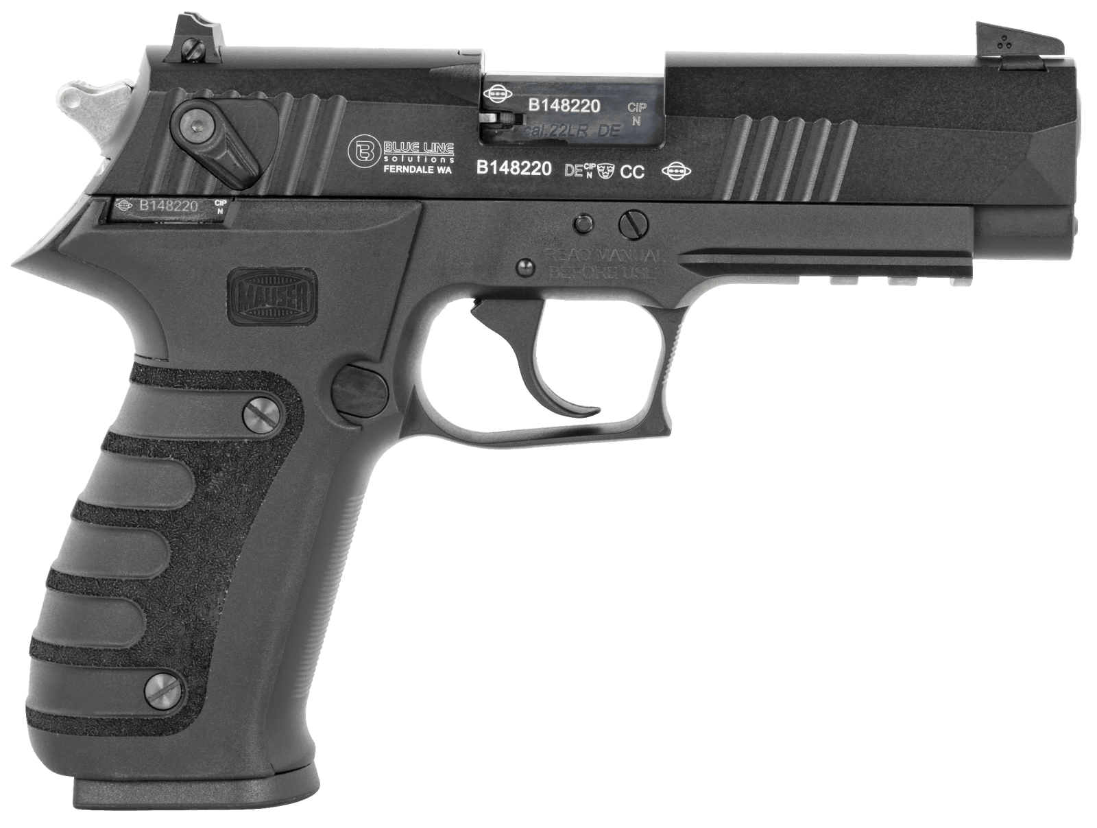 Mauser Rimfire 4010101 M20  22 LR 10+1 4" Black Steel Barrel, Black Serrated Slide, Black Aluminum Frame w/Picatinny Rail, Black Molded Grip, Ambidextrous
