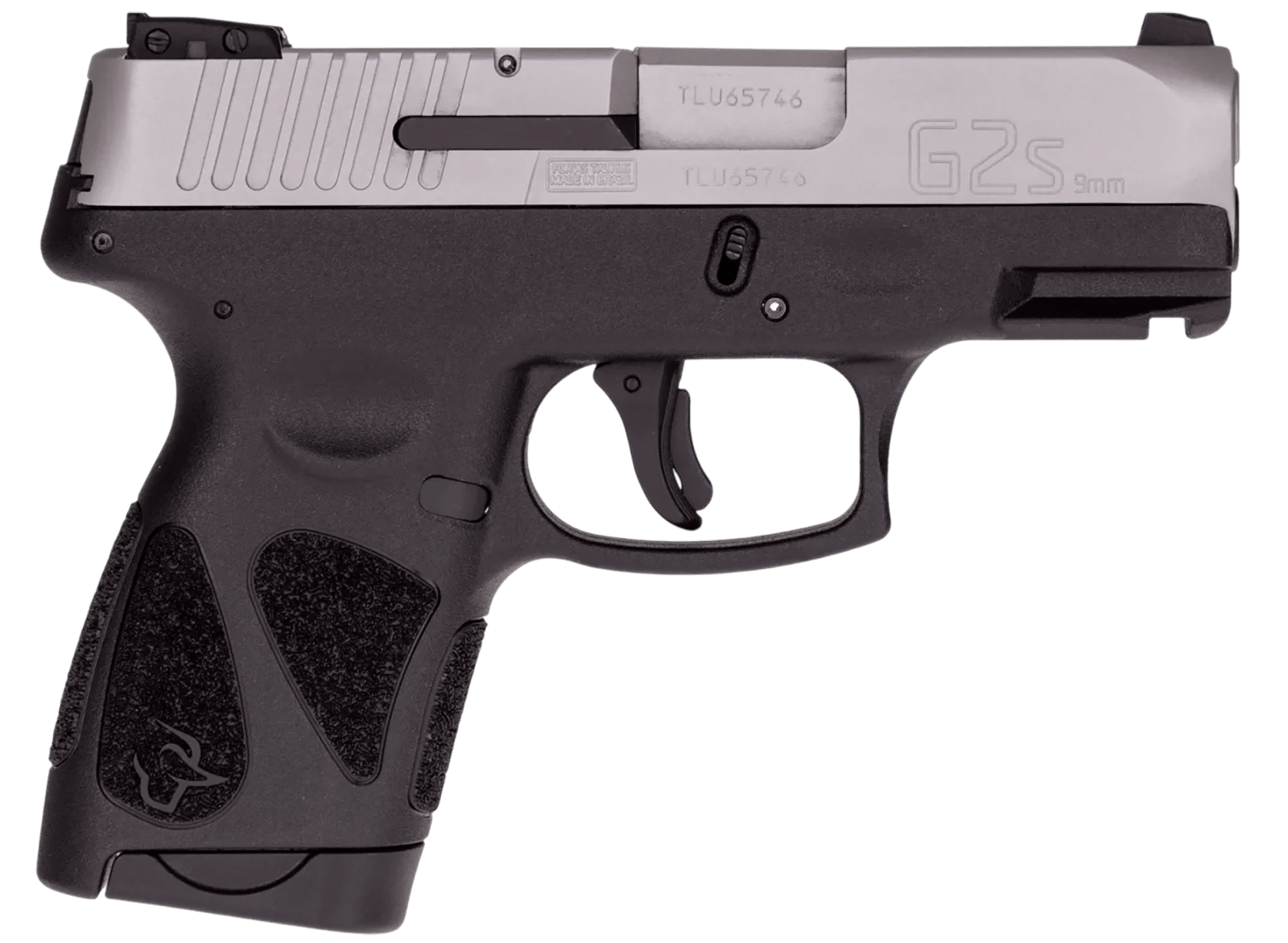 Taurus 1-G2S939 G2S Compact Frame 9mm Luger 7+1 3.26" Matte Stainless Steel Barrel, Matte Stainless Steel Serrated Slide, Black Polymer Frame w/Accessory Rail, Black Polymer Grip