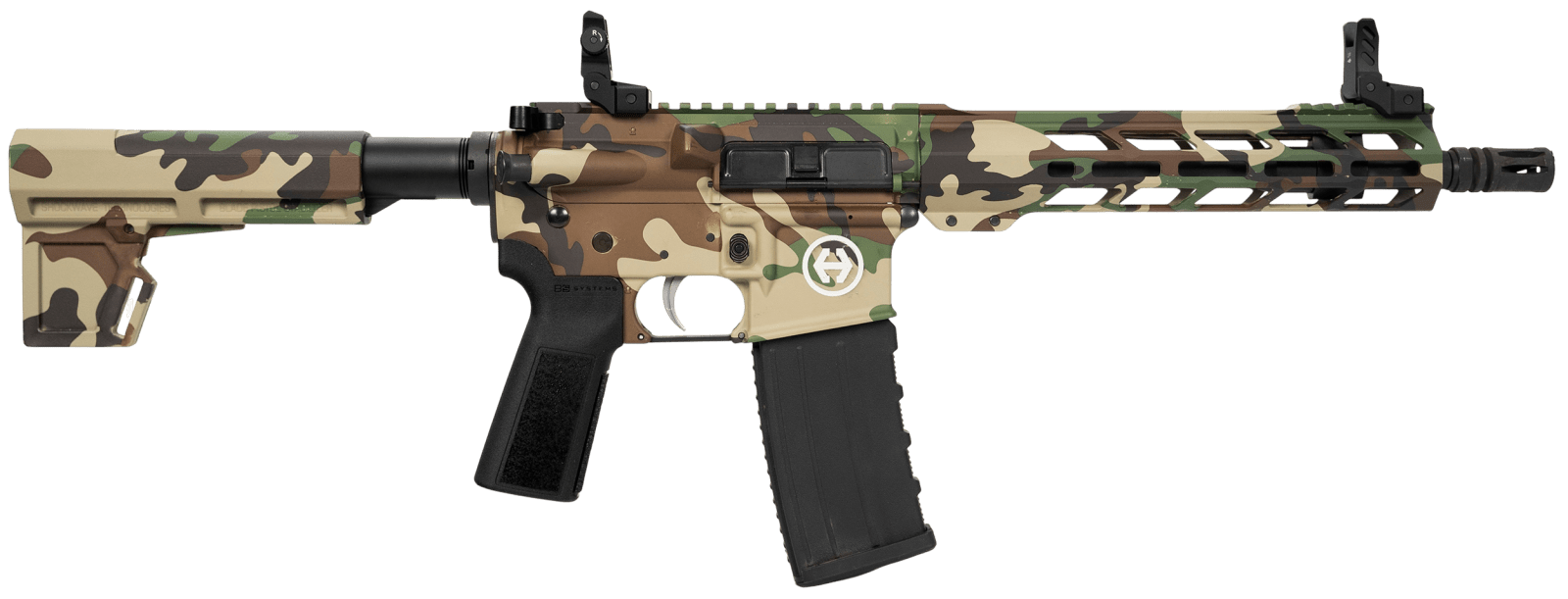 Hi-Point HP15P-556M81 HP 15P 5.56 NATO 30+1 10.50" Black Threaded Barrel, M81 Woodland Camo Aluminum Receiver w/Picatinny Rail, M-LOK Handguard, Blade Polymer Brace, Black B5 P Type 23 Grip
