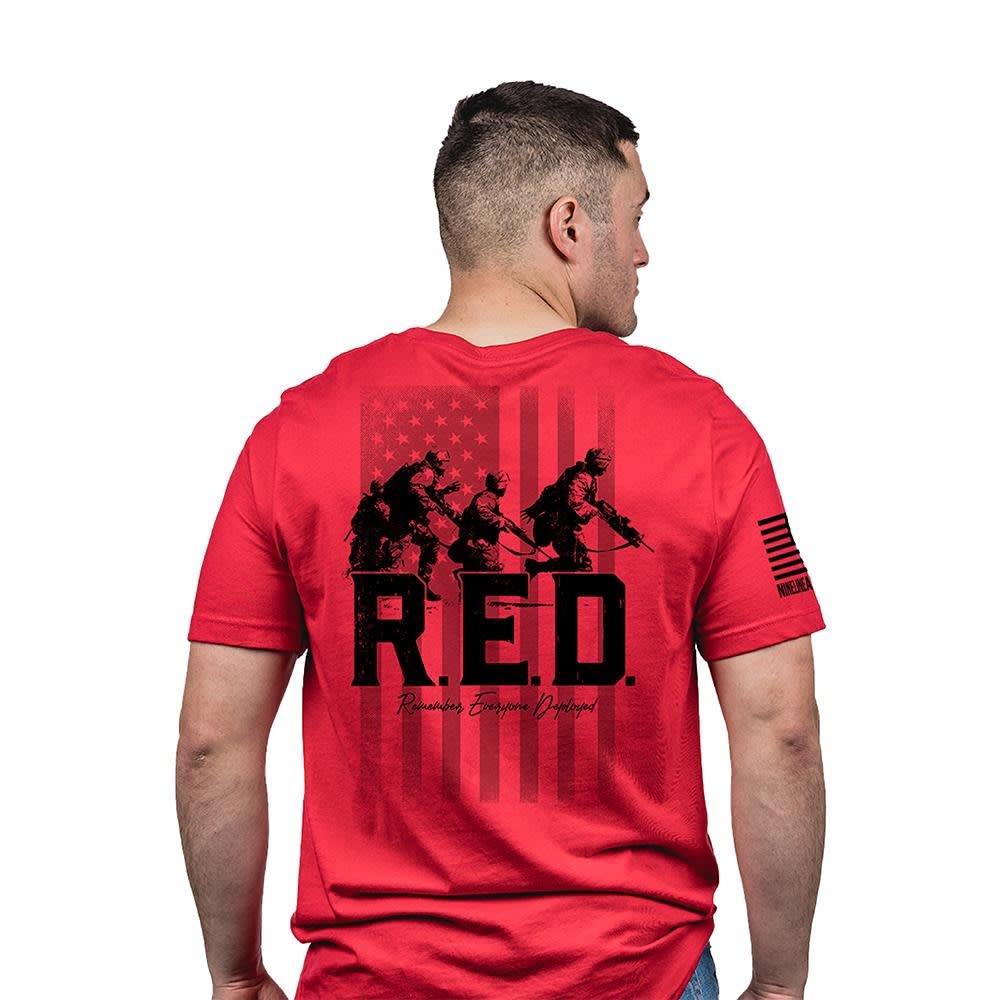 Nine Line Remember Everyone Deployed Short Sleeve Shirt Red XL