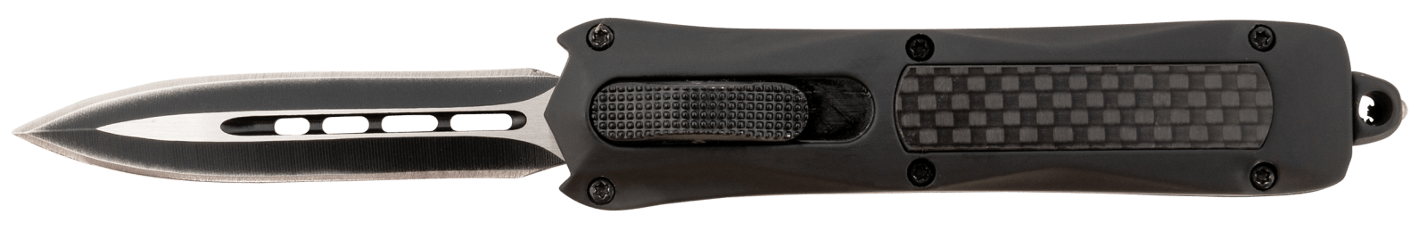 Steel River Knives MA163BD Spartan  Mini 2.70" OTF Dagger Plain Black/Silver 440C SS Blade/ Black w/Carbon Fiber Inlay Aluminum Zinc Alloy Handle