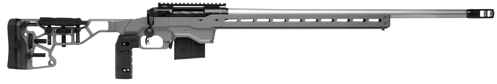Savage Arms 57559 110 Elite Precision 300 Win Mag 5+1 30" Matte Stainless, Matte Black Rec, Gray Cerakote Adjustable MDT ACC Aluminum Chassis Stock (MB Not Included)