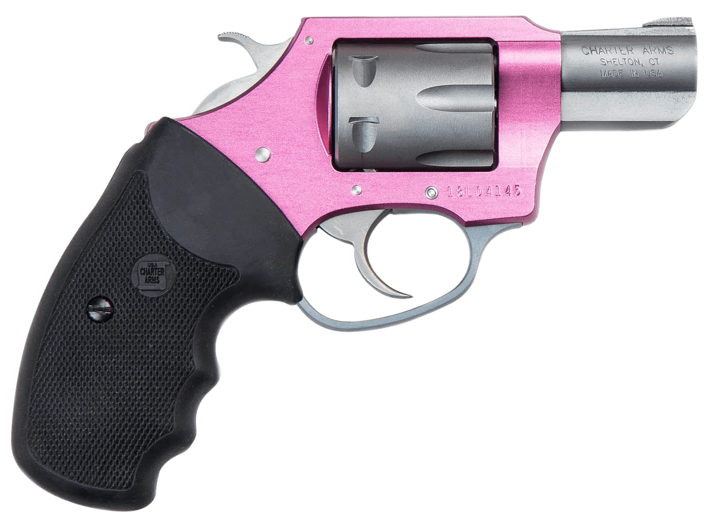 Charter Arms 52230 Pathfinder Lite Pink Lady Small 22 LR, 8 Shot 2" Matte Stainless Steel Barrel & Cylinder, Pink Aluminum Frame w/Black Finger Grooved Rubber Grip, Exposed Hammer
