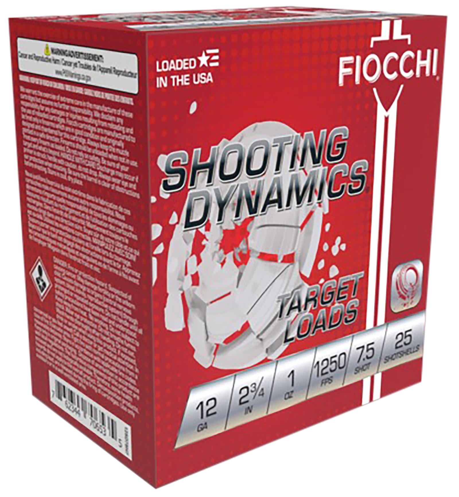 Fiocchi 12SD1X75 Shooting Dynamics 12Gauge 2.75" 1oz 7.5Shot 25 Per Box/10 Case