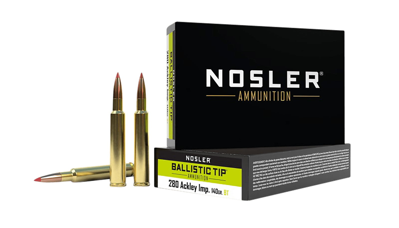 Nosler 43504 Ballistic Tip  280Ackley Improved 140gr Spitzer Ballistic Tip 20 Per Box/10 Case